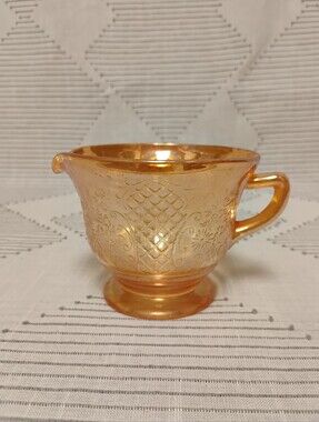 Vintage Federal Glass Co Normandie Marigold Carnival Glass Footed Creamer 1930's